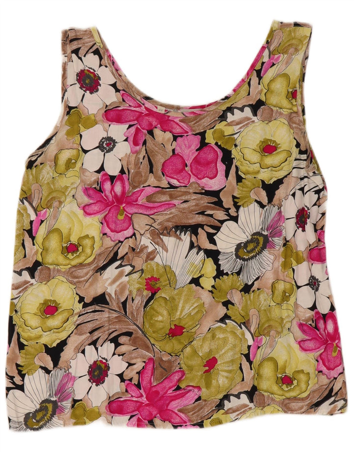 Blusa feminina vintage sem mangas top IT 44 médio floral multicolorido