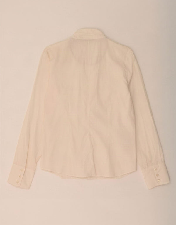 Camisa feminina Tommy Hilfiger com babados na frente US 12 grande algodão branco