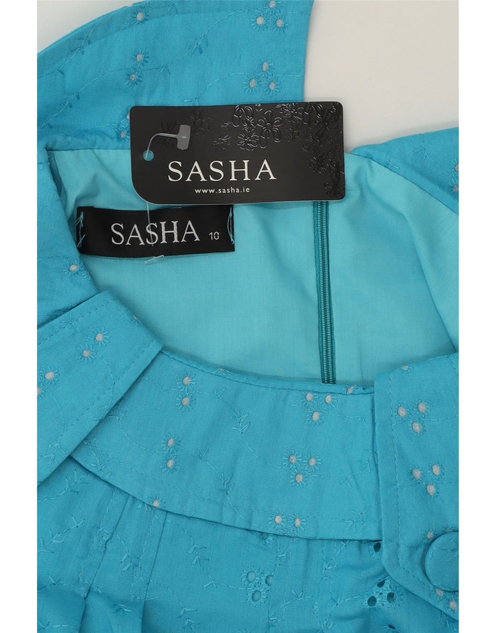 SASHA Womens Sleeveless Sheath Dress US 10 Large Blue Cotton Vintage Sasha and Second-Hand Sasha from Messina Hembry 