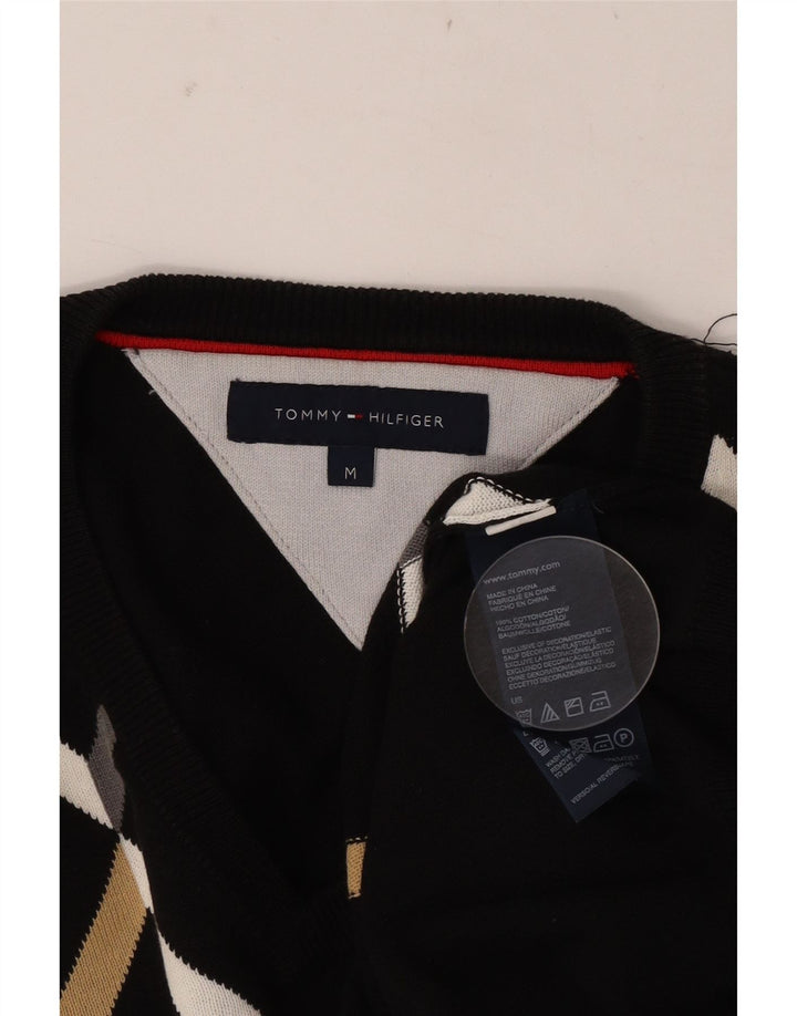Suéter masculino Tommy Hilfiger com decote em V médio preto argyle/diamante