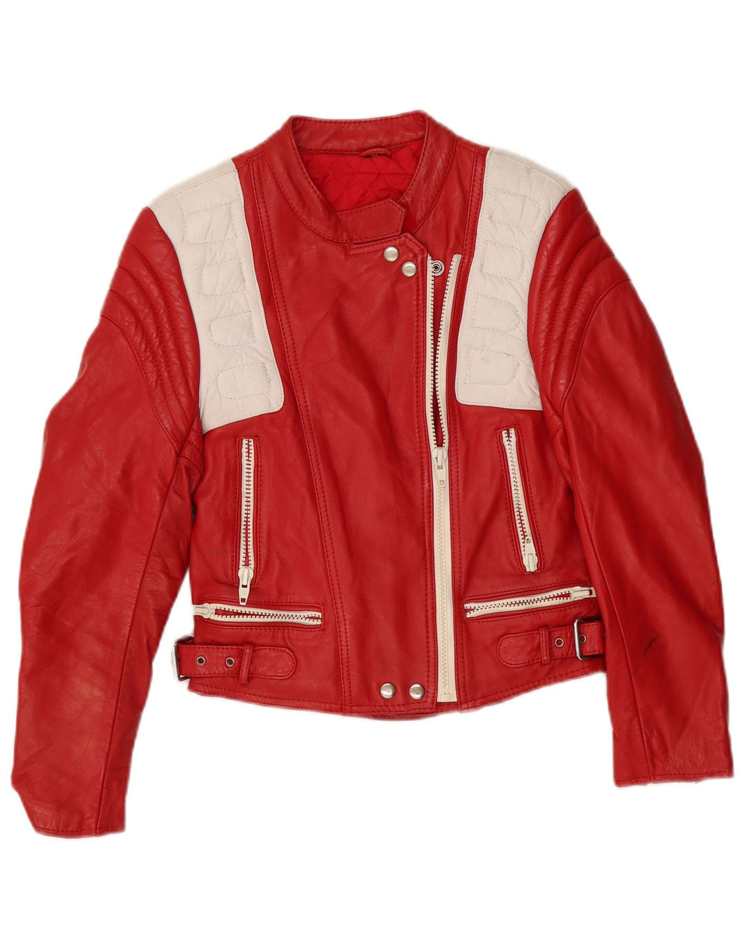 Jaqueta feminina vintage de couro Racer EU 40 couro vermelho médio