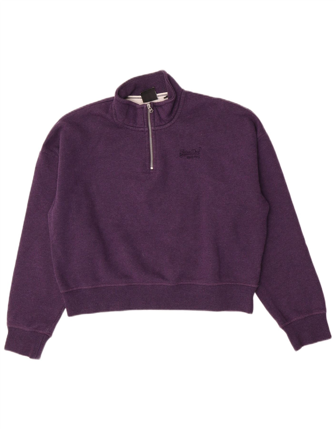 Superdry Womens Oversized Crop Moletom Jumper UK 14 Grande Roxo