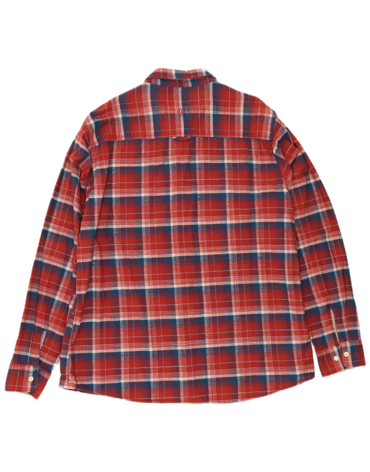 Camisa de flanela masculina Fat Face 2XL algodão xadrez vermelho
