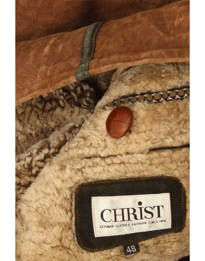Jaqueta Christ Mens Shearling IT 48 Couro Marrom Médio