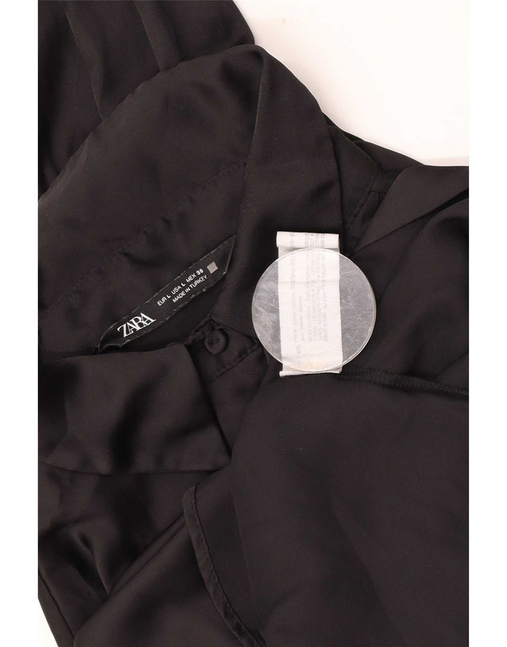 Zara Camisa Oversized Feminina Reino Unido 16 Grande Poliéster Preto