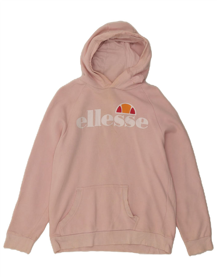 ELLESSE Girls Graphic Hoodie Jumper 13-14 Years Pink Cotton Vintage Ellesse and Second-Hand Ellesse from Messina Hembry 