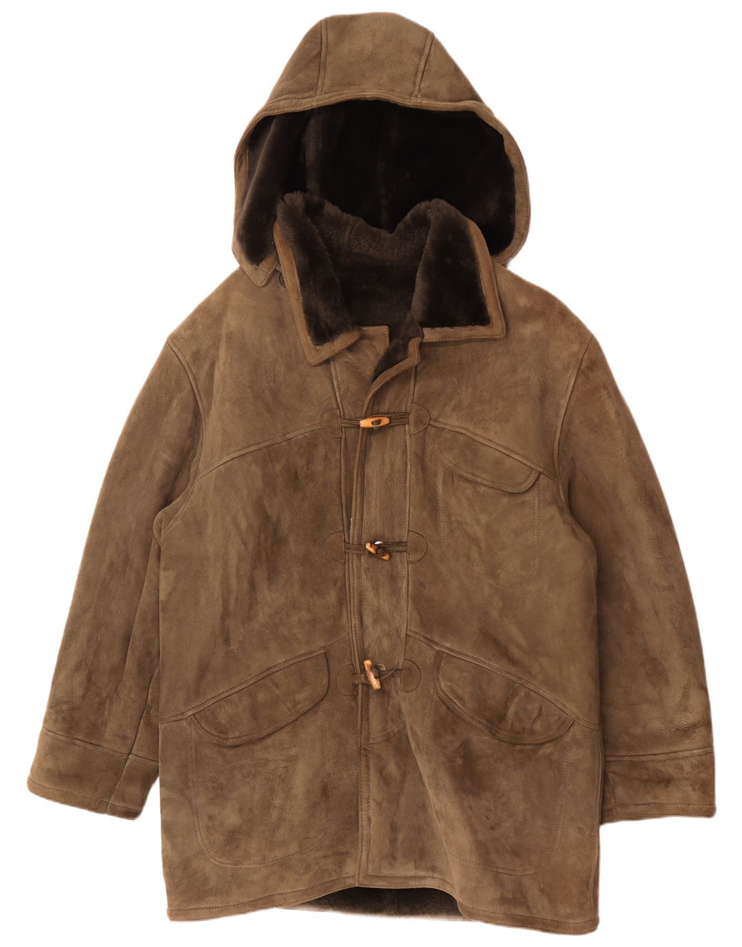 Casaco masculino vintage com capuz Shearling IT 54 2XL cáqui