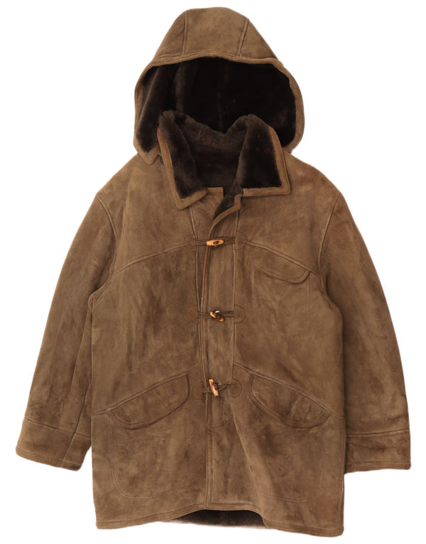 Casaco masculino vintage com capuz Shearling IT 54 2XL cáqui