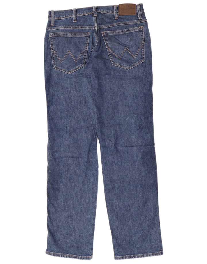 Wrangler Mens Regular Fit Jeans Reta W33 L34 Azul Algodão