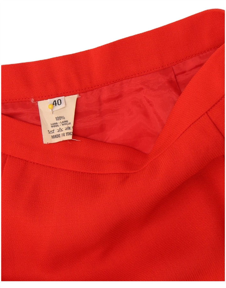 Conjunto de saia feminina vintage com 3 botões e 2 peças IT 40 pequeno W28 lã vermelha