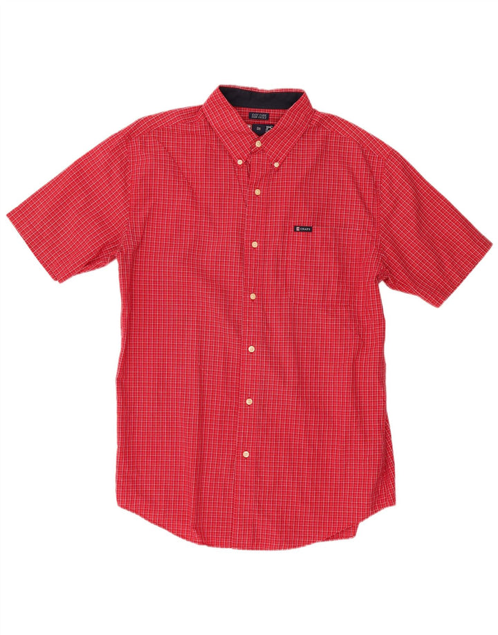 Camisa masculina de manga curta CHAPS grande algodão xadrez vermelho