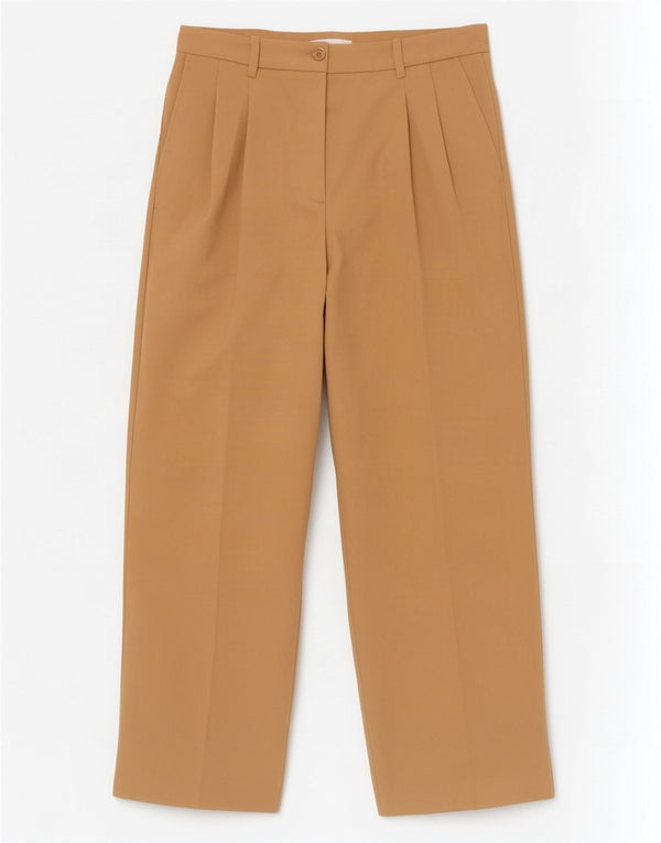Calça feminina Zara Pegged Suit Médio W28 L31 Poliéster Bege