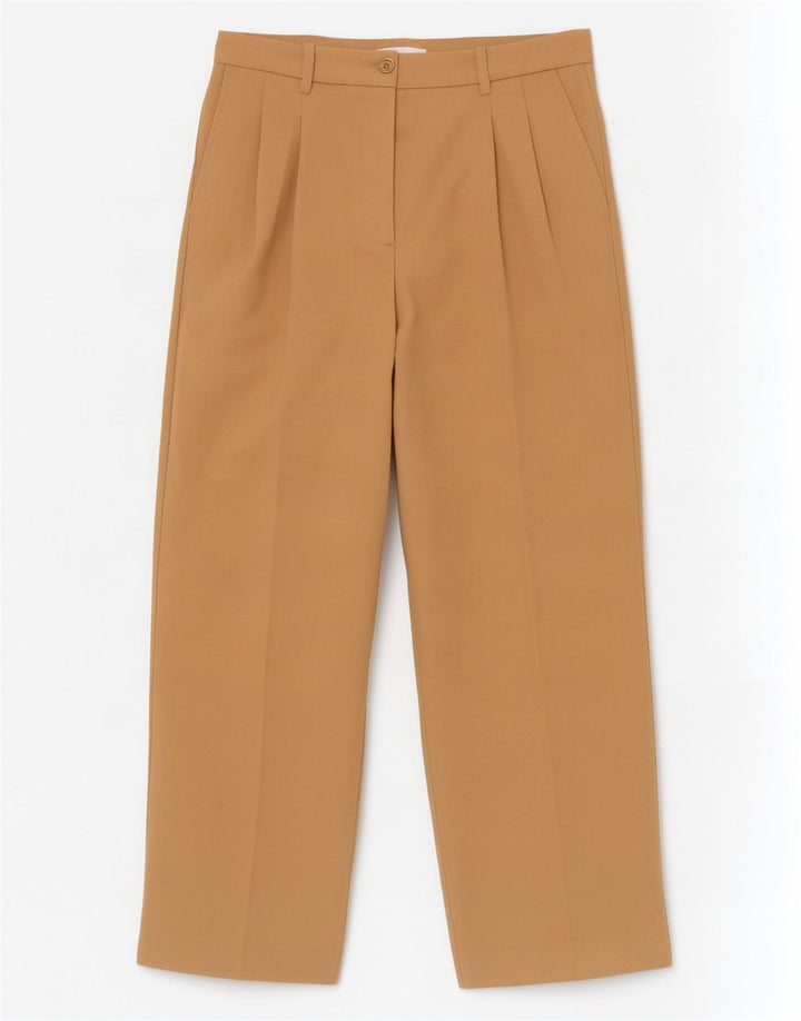 Calça feminina Zara Pegged Suit Médio W28 L31 Poliéster Bege