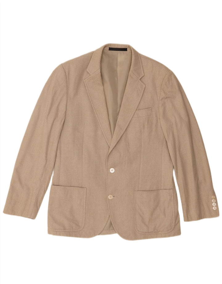Jaqueta blazer masculina de 2 botões Marks & Spencer Reino Unido 40 algodão bege médio