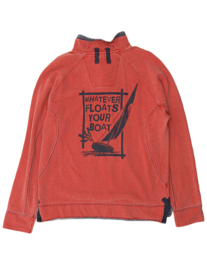 Fat Face Masculino Gráfico Zip Neck Moletom Jumper Pequeno Algodão Vermelho