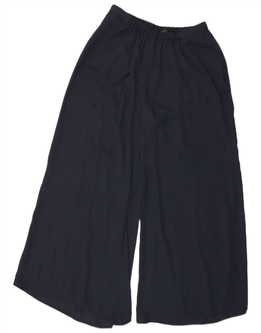 ZARA Calça feminina casual de perna larga grande W32 L31 azul marinho poliéster