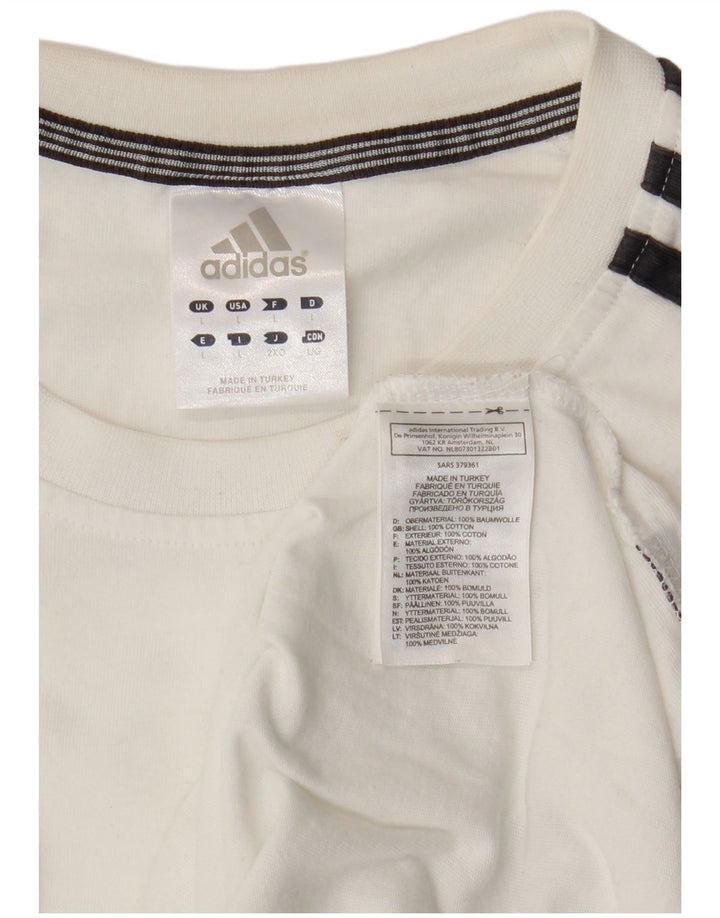 Adidas Mens Camiseta Top Grande Algodão Branco