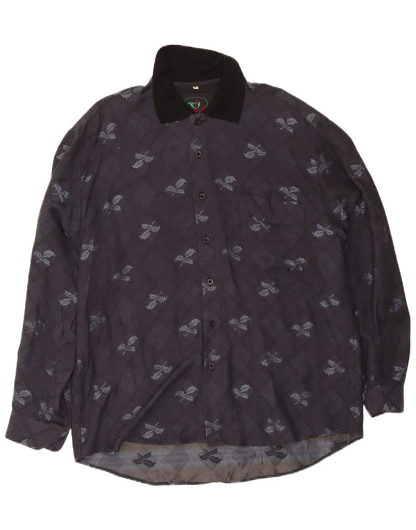 Camisa masculina Daniel Dodd XL azul marinho xadrez poliéster