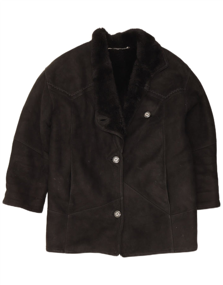 Casaco de corte grande feminino vintage IT 46 grande corte preto