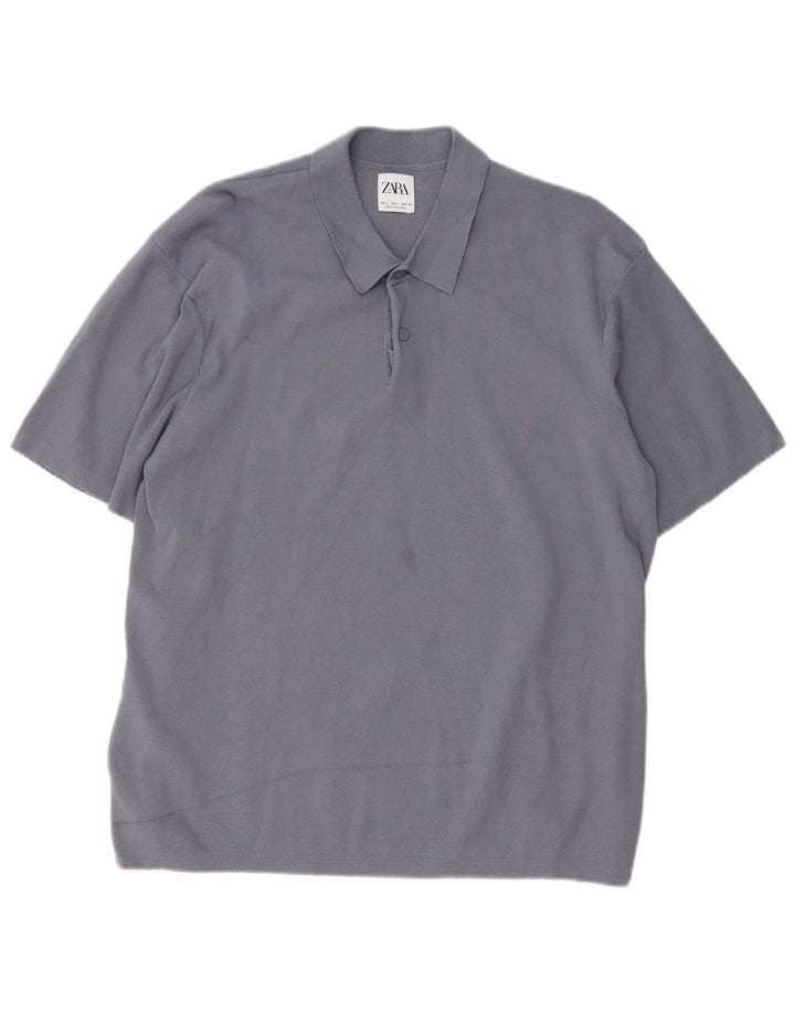 Camisa polo masculina Zara grande viscose cinza