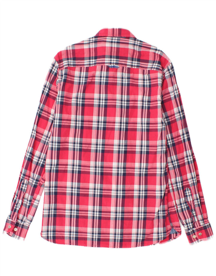 Crew Clothing Mens Camisa Slim Fit Pequeno Algodão Xadrez Vermelho