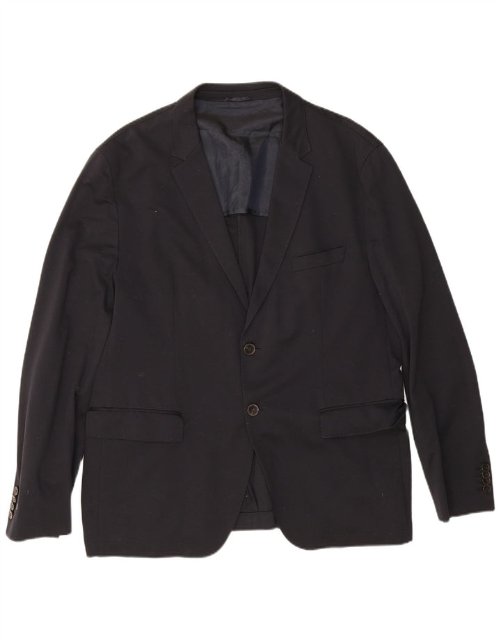 Jaqueta blazer masculina de 2 botões Hugo Boss Reino Unido 40 grande algodão azul marinho