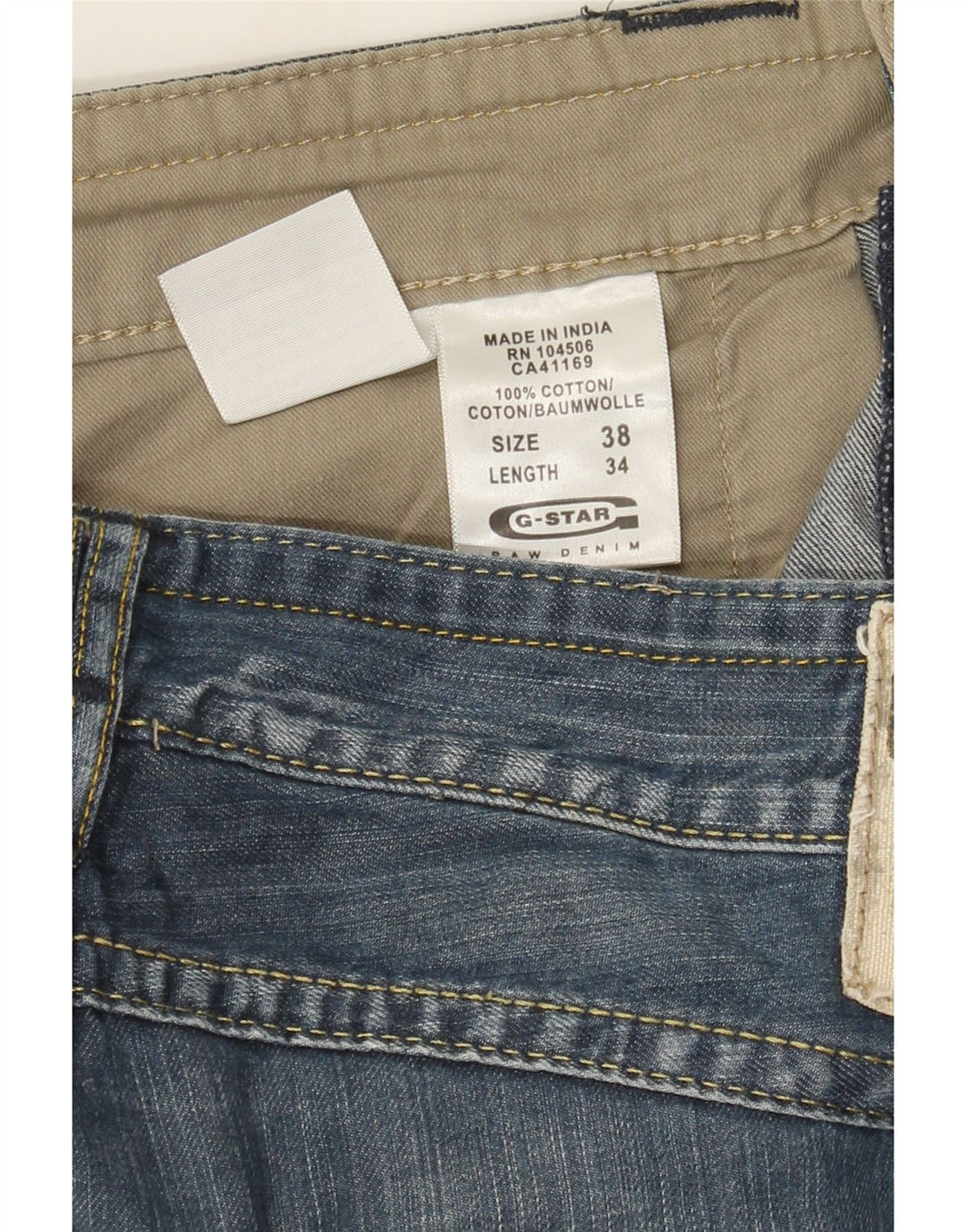 Calça jeans reta masculina G-Star 3301 W38 L34 algodão azul