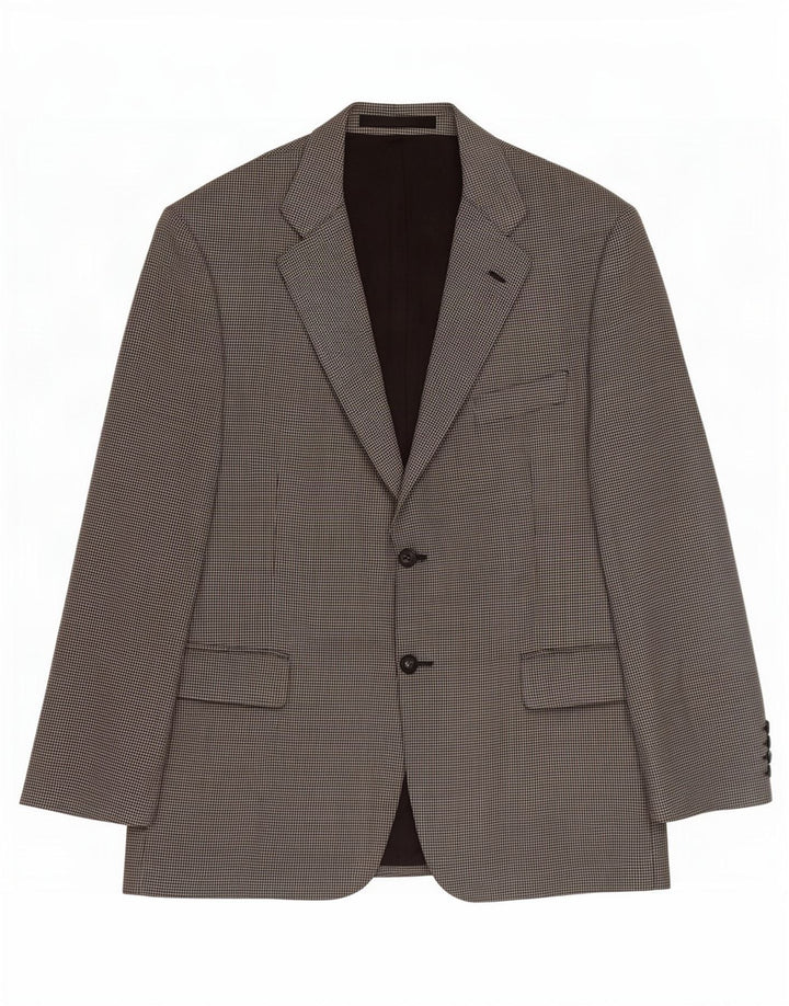 Jaqueta blazer masculina de 2 botões Marks & Spencer UK 44 XL preta Houndstooth