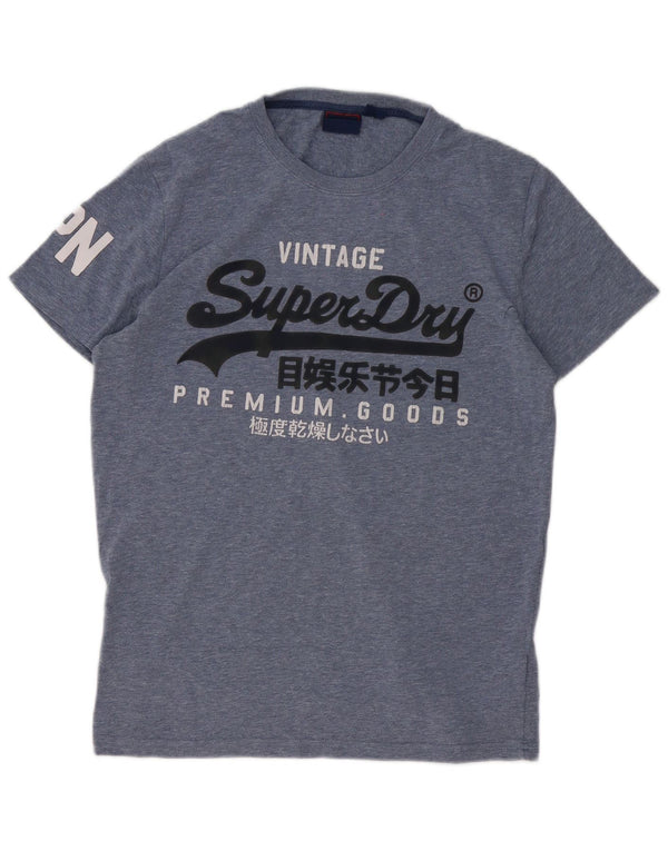 Camiseta masculina Superdry com estampa gráfica grande algodão azul