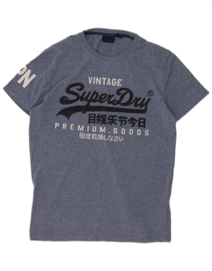 Camiseta masculina Superdry com estampa gráfica grande algodão azul