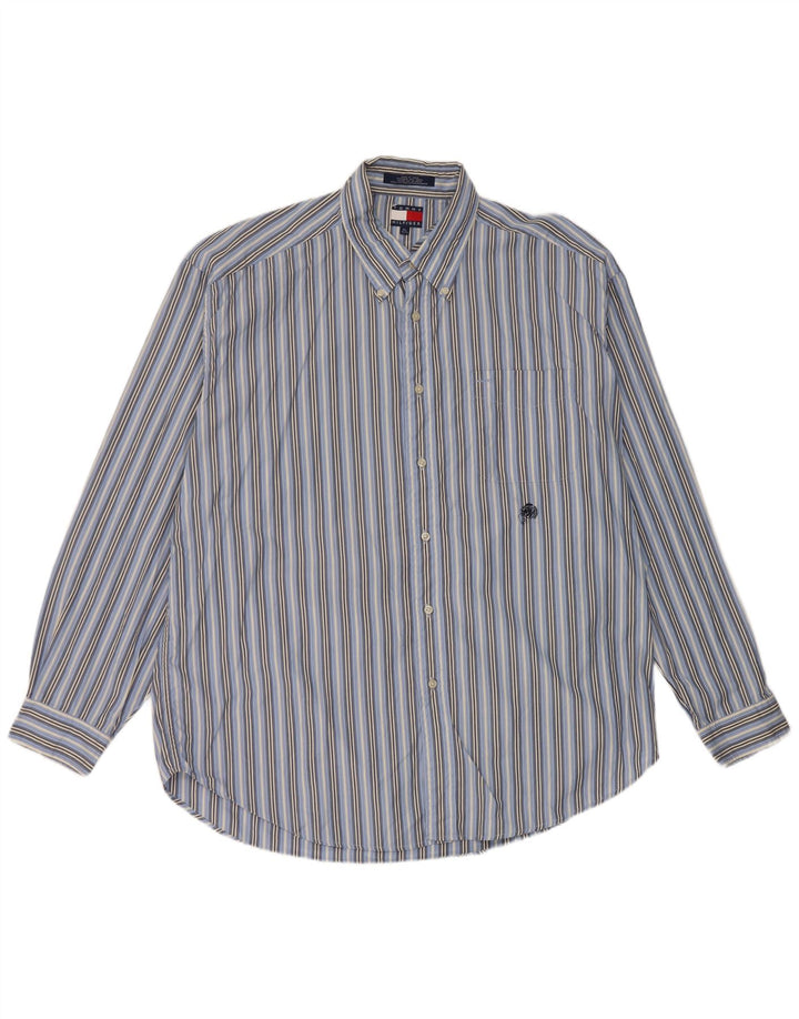Camisa masculina Tommy Hilfiger XL listrada azul algodão