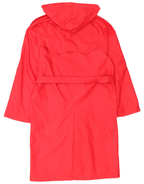 Trench Coat feminino com capuz Fiorucci Reino Unido 14 nylon vermelho médio