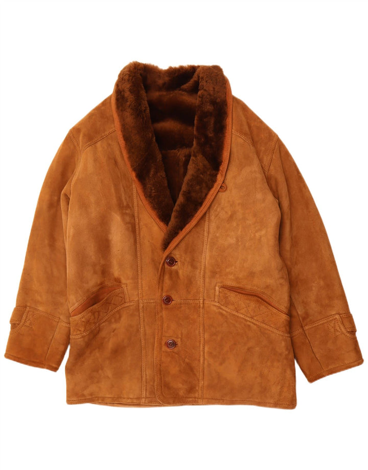 Jaqueta masculina vintage Shearling UK 40 grande marrom