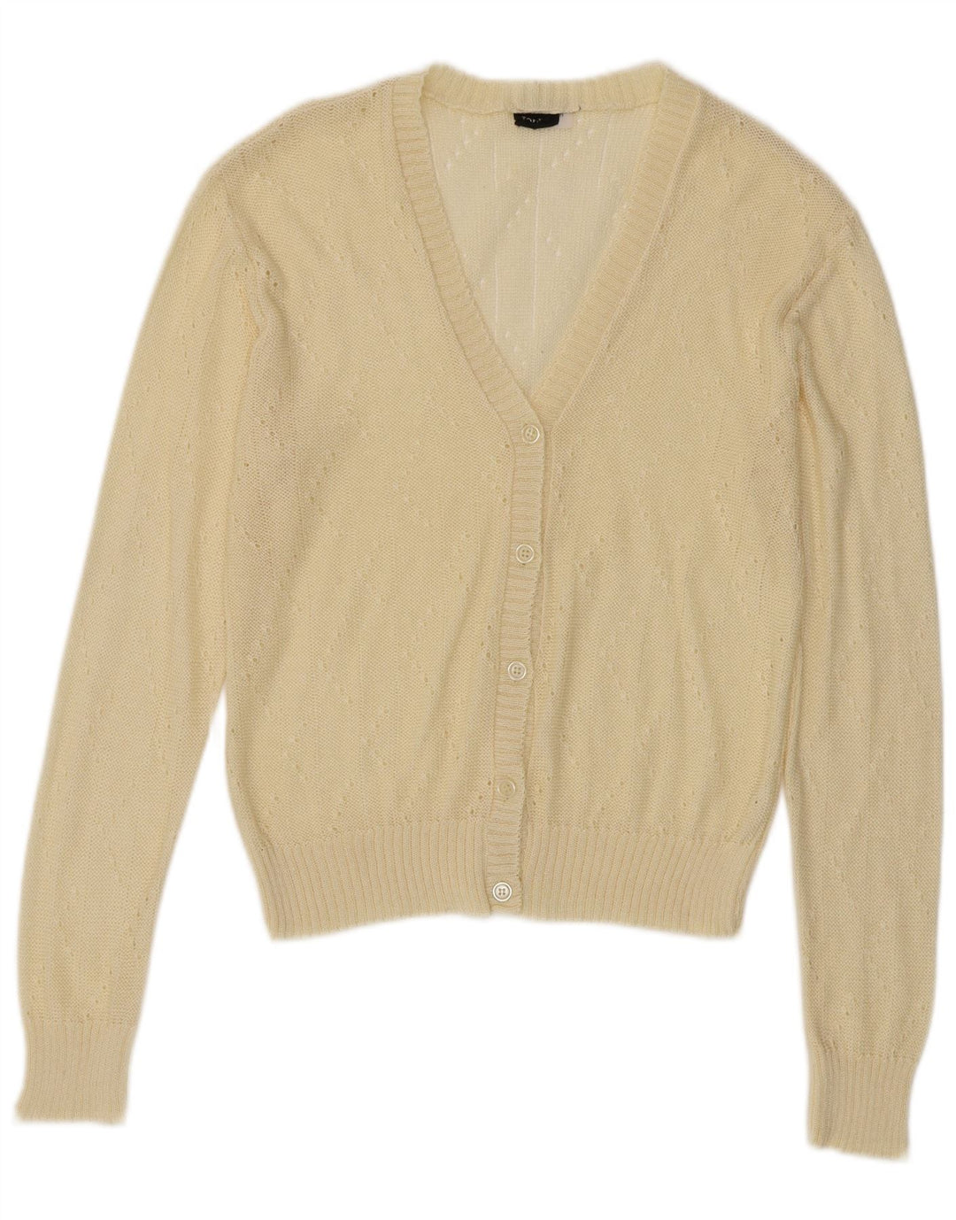 Suéter Cardigan Feminino Vintage IT 44 Acrílico Amarelo Médio