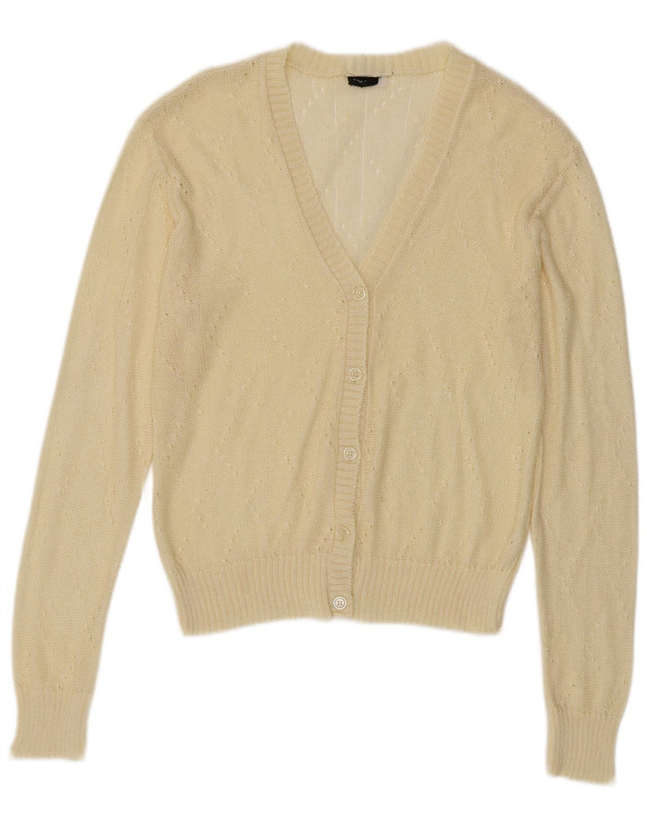 Suéter Cardigan Feminino Vintage IT 44 Acrílico Amarelo Médio