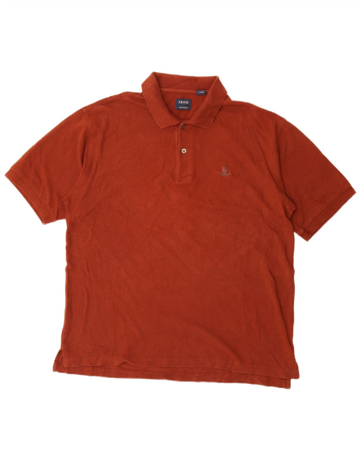 Camisa polo masculina Izod grande algodão marrom
