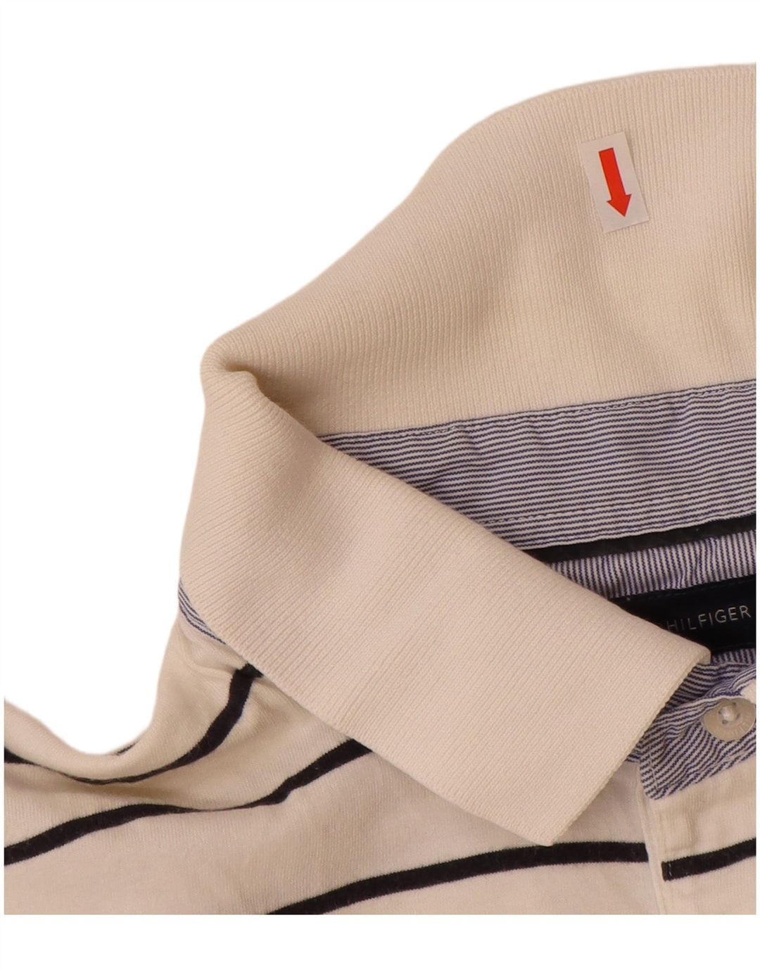 Camisa polo masculina TOMMY HILFIGER grande algodão listrado branco