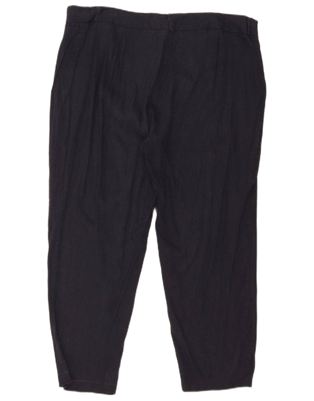 Calças cortadas femininas Marks & Spencer W36 L25 linho azul marinho