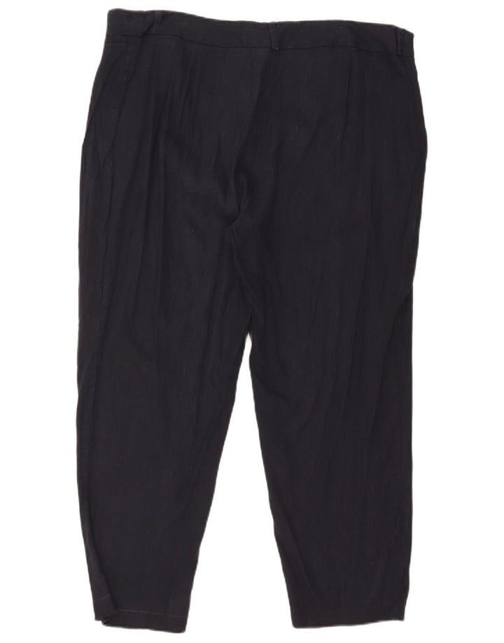 Calças cortadas femininas Marks & Spencer W36 L25 linho azul marinho