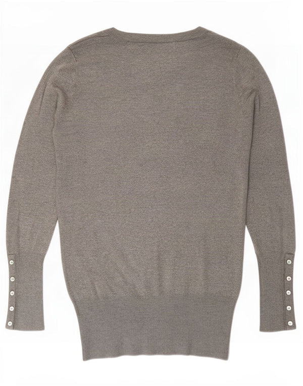 Suéter feminino Zara com decote em V UK 12 cinza médio