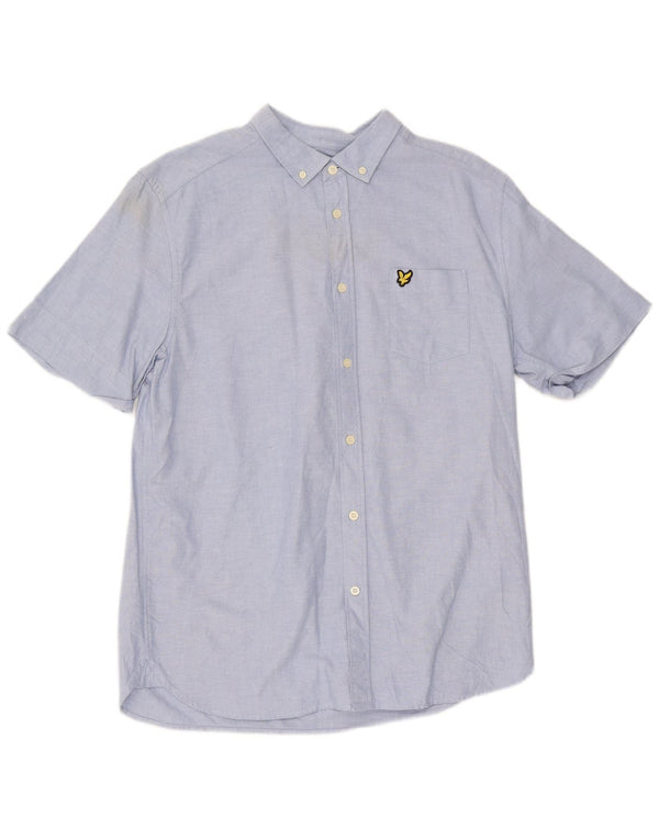 Lyle & Scott Camisa masculina de manga curta grande algodão azul