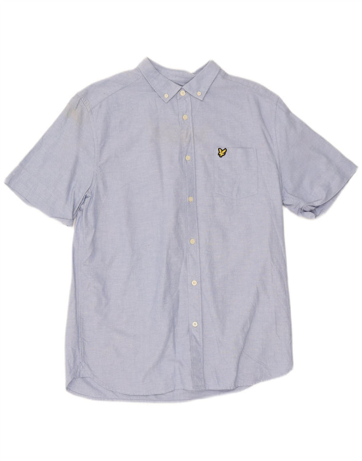 Lyle & Scott Camisa masculina de manga curta grande algodão azul