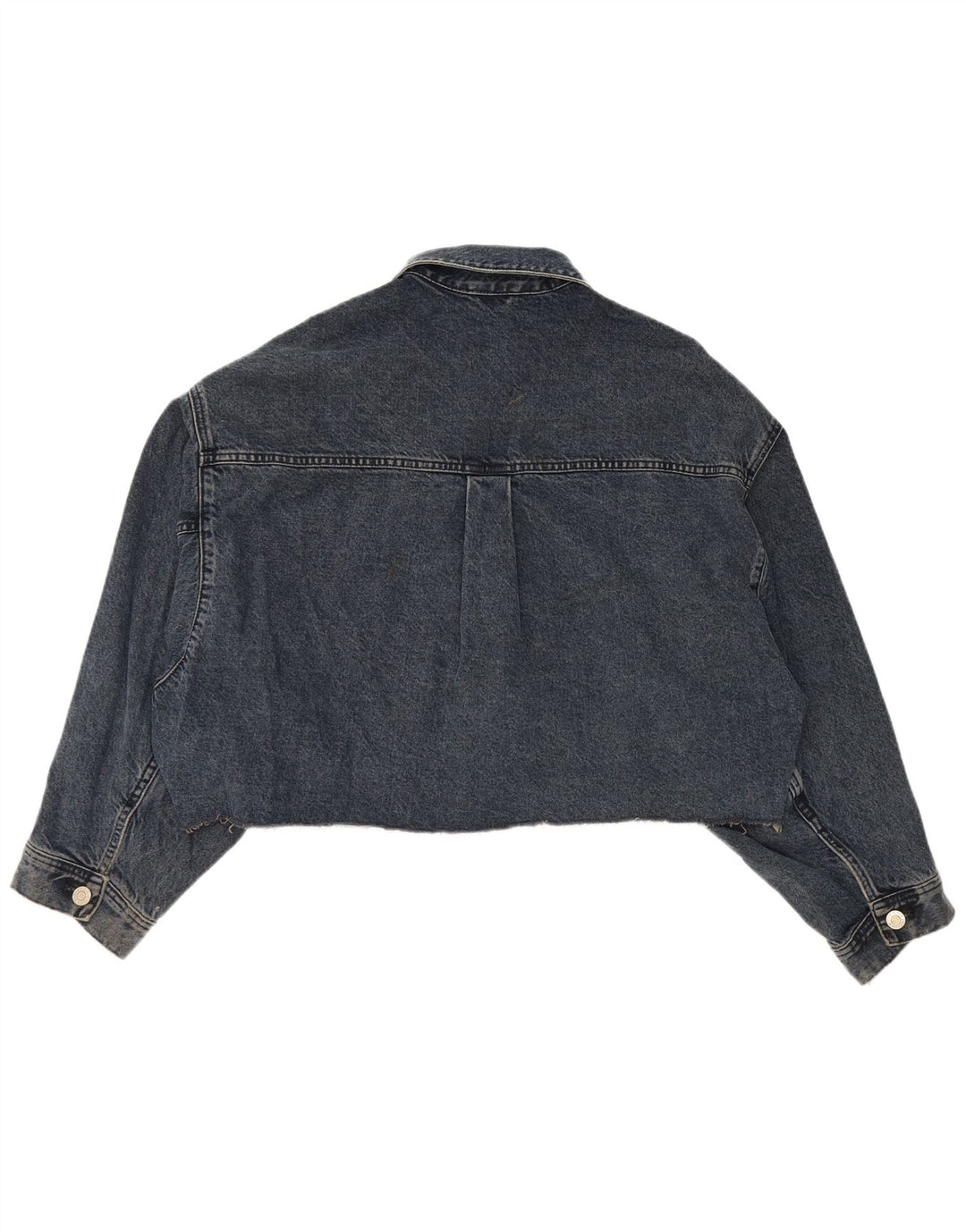 Zara Womens Crop Oversized Denim Jacket Reino Unido 14 Médio Azul Marinho Algodão