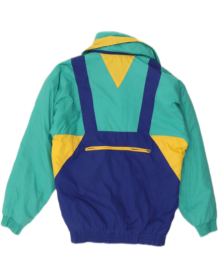 Jaqueta de esqui masculina vintage com capuz UK 38 Medium Multicolor Colorblock