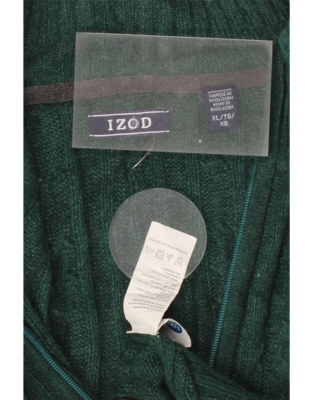 IZOD Mens Big & Tall Zip Neck Jumper Sweater XL Green Cotton Vintage Izod and Second-Hand Izod from Messina Hembry 