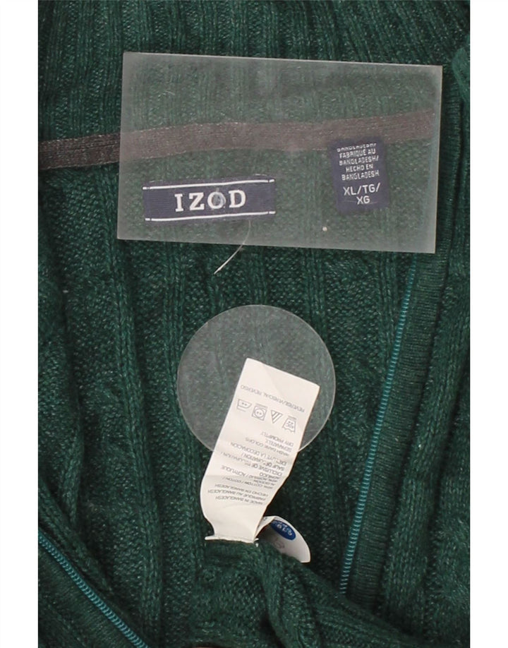 IZOD Mens Big & Tall Zip Neck Jumper Sweater XL Green Cotton Vintage Izod and Second-Hand Izod from Messina Hembry 
