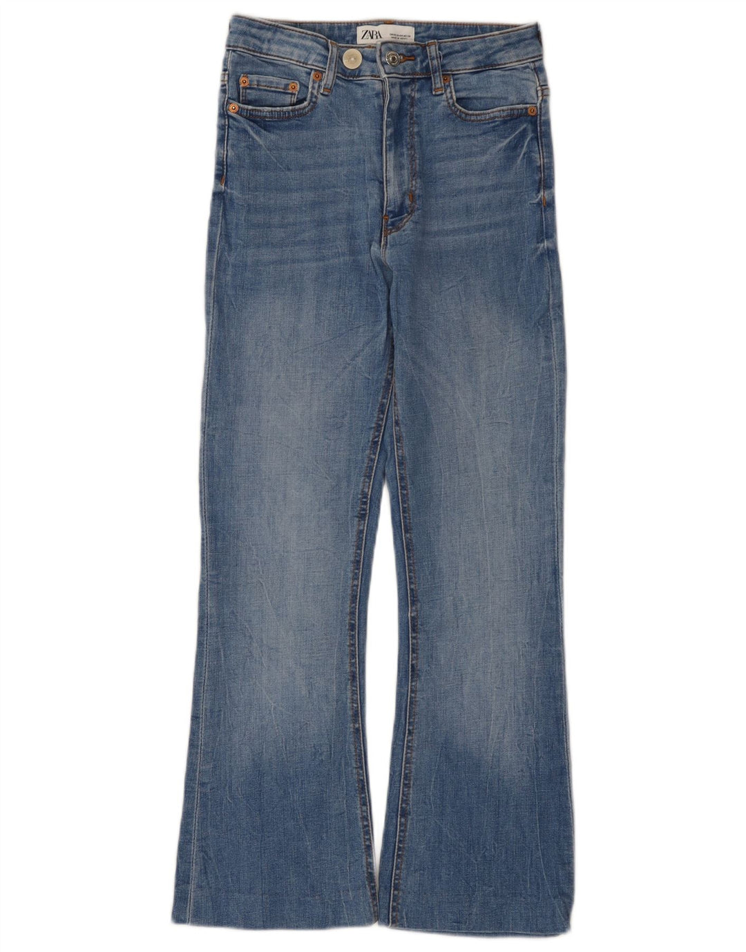 Calça jeans feminina Zara Bootcut EU 36 XS W26 L26 azul