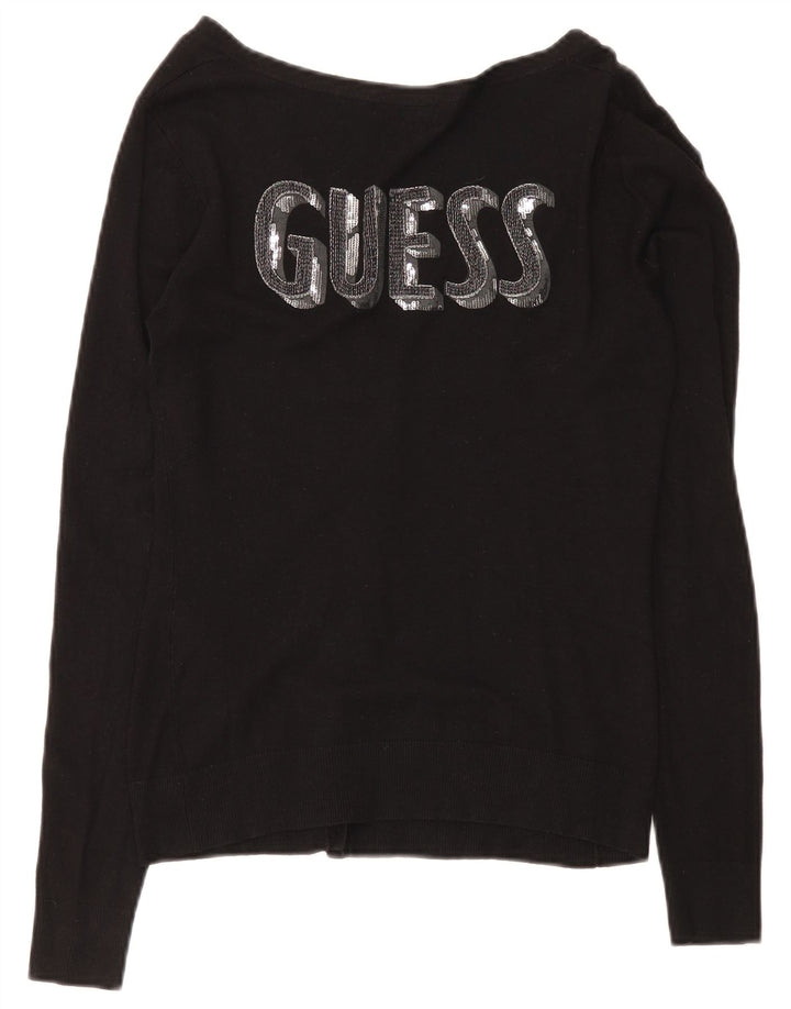 Suéter cardigã feminino Guess com estampa UK 8 pequeno preto viscose
