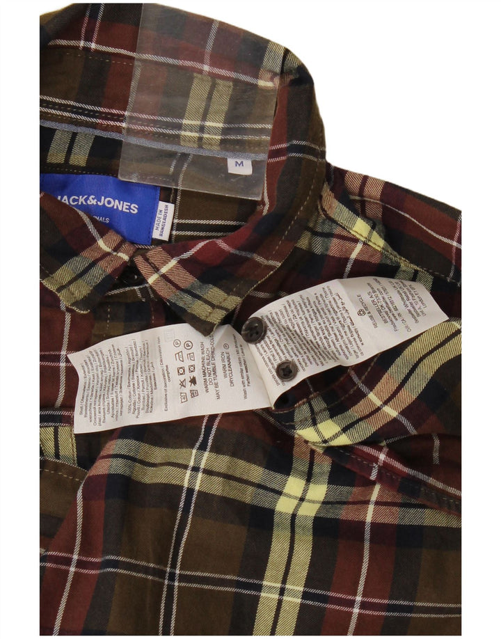 Camisa masculina de flanela Jack & Jones algodão xadrez verde médio