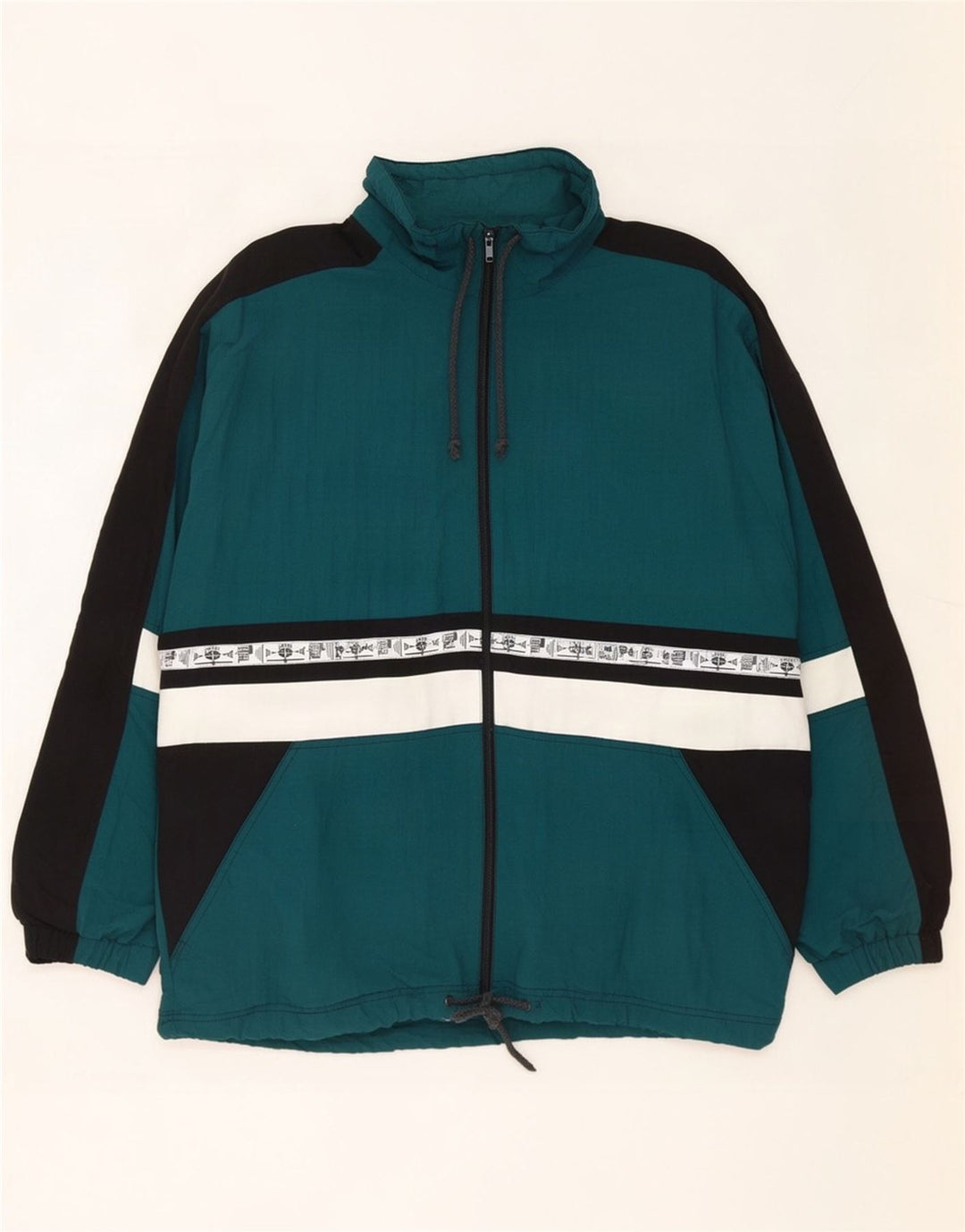 Jaqueta de chuva masculina Crane Graphic UK 40 grande bloco colorido verde nylon